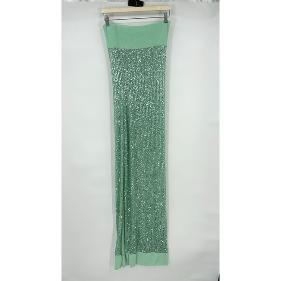 Fait Par Foutch | Elizabeth Dress in Malachite Turquoise Sequin Strapless Maxi S - Picture 6 of 16